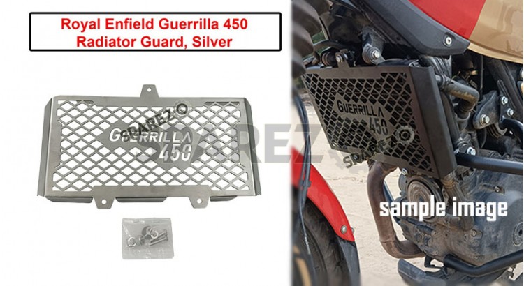 Fit For Royal Enfield Guerrilla 450 Stainless Steel Radiator Guard Silver - SPAREZO